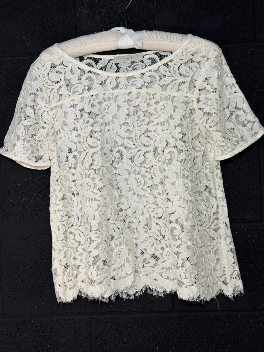 Stunning LOFT Cream Floral Lace Short Sleeve Blouse - perfection